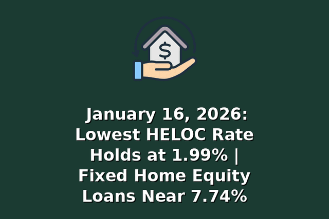 January 16, 2026: Lowest HELOC Rate Holds at 1.99% | Fixed Home Equity Loans Near 7.74%