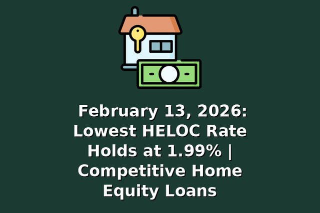 February 13, 2026: Lowest HELOC Rate Holds at 1.99% | Competitive Home Equity Loans
