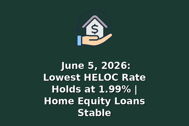 June 5, 2026: Lowest HELOC Rate Holds at 1.99% | Home Equity Loans Stable