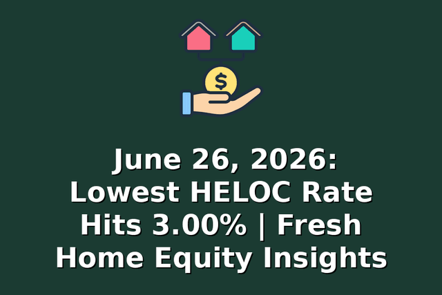 June 26, 2026: Lowest HELOC Rate Hits 3.00% | Fresh Home Equity Insights