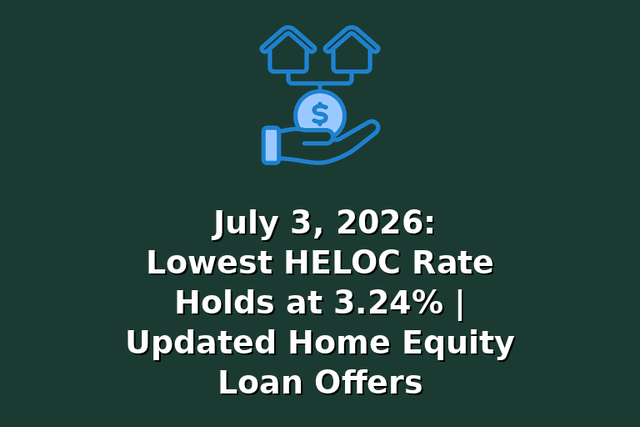July 3, 2026: Lowest HELOC Rate Holds at 3.24% | Updated Home Equity Loan Offers