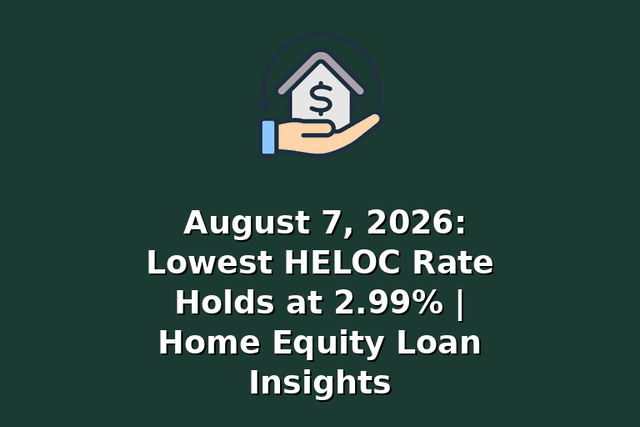 August 7, 2026: Lowest HELOC Rate Holds at 2.99% | Home Equity Loan Insights