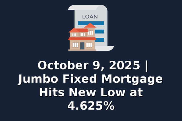 October 9, 2025 | Jumbo Fixed Mortgage Hits New Low at 4.625%