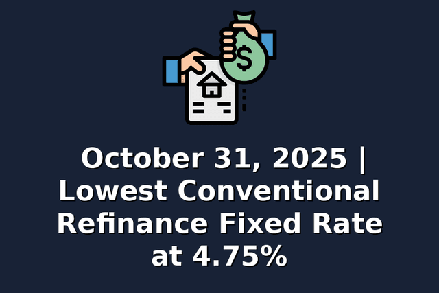 October 31, 2025 | Lowest Conventional Refinance Fixed Rate at 4.75%