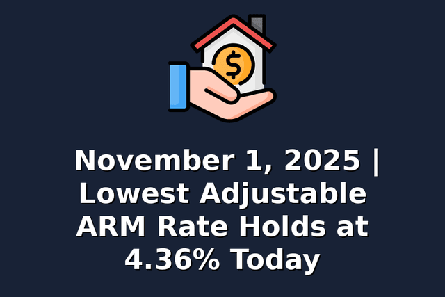 November 1, 2025 | Lowest Adjustable ARM Rate Holds at 4.36% Today