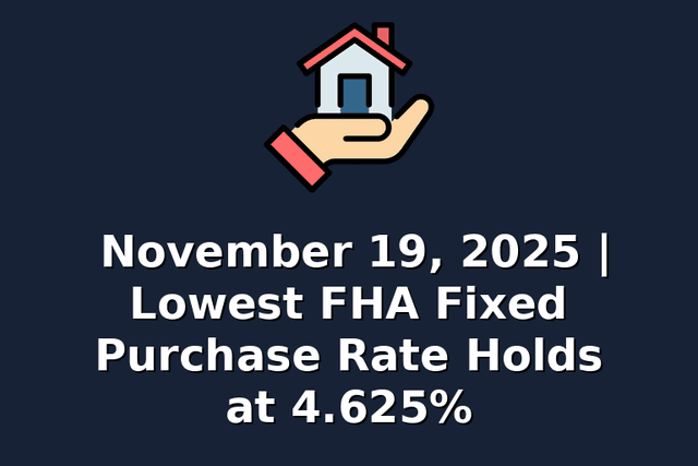 November 19, 2025 | Lowest FHA Fixed Purchase Rate Holds at 4.625%