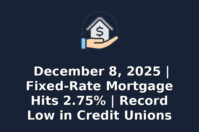 December 8, 2025 | Fixed-Rate Mortgage Hits 2.75% | Record Low in Credit Unions