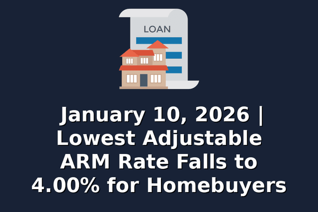 January 10, 2026 | Lowest Adjustable ARM Rate Falls to 4.00% for Homebuyers