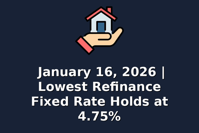 January 16, 2026 | Lowest Refinance Fixed Rate Holds at 4.75%