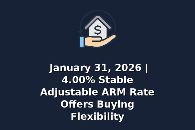 January 31, 2026 | 4.00% Stable Adjustable ARM Rate Offers Buying Flexibility