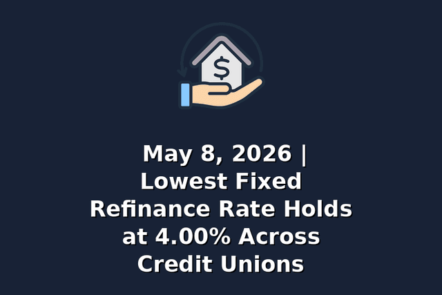 May 8, 2026 | Lowest Fixed Refinance Rate Holds at 4.00% Across Credit Unions