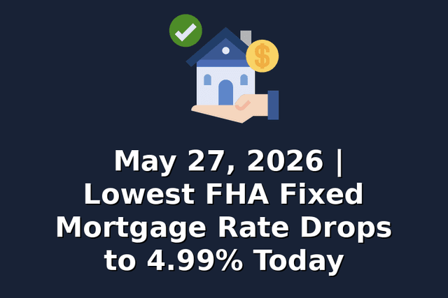 May 27, 2026 | Lowest FHA Fixed Mortgage Rate Drops to 4.99% Today