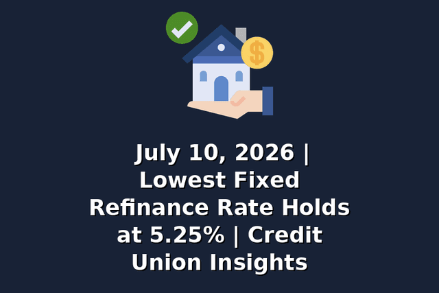 July 10, 2026 | Lowest Fixed Refinance Rate Holds at 5.25% | Credit Union Insights