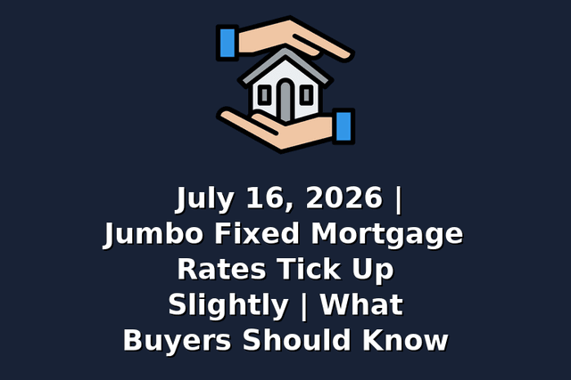 July 16, 2026 | Jumbo Fixed Mortgage Rates Tick Up Slightly | What Buyers Should Know
