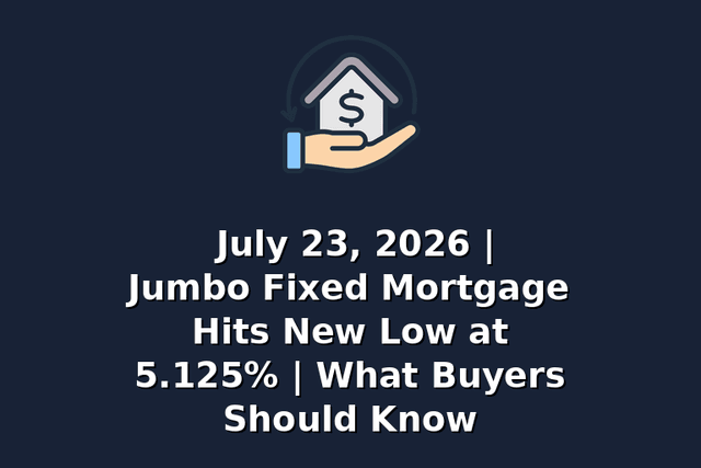 July 23, 2026 | Jumbo Fixed Mortgage Hits New Low at 5.125% | What Buyers Should Know