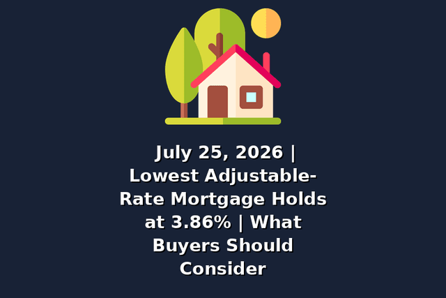 July 25, 2026 | Lowest Adjustable-Rate Mortgage Holds at 3.86% | What Buyers Should Consider