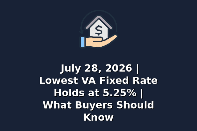 July 28, 2026 | Lowest VA Fixed Rate Holds at 5.25% | What Buyers Should Know