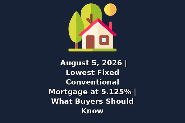 August 5, 2026 | Lowest Fixed Conventional Mortgage at 5.125% | What Buyers Should Know