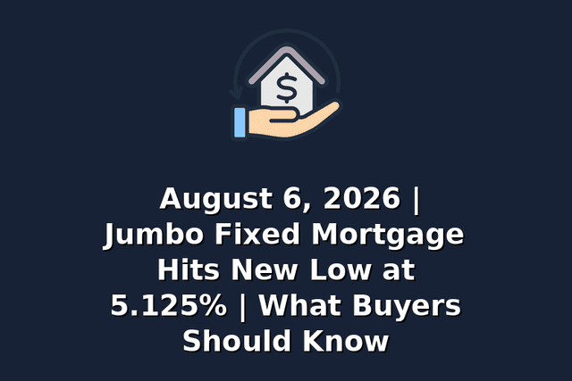 August 6, 2026 | Jumbo Fixed Mortgage Hits New Low at 5.125% | What Buyers Should Know