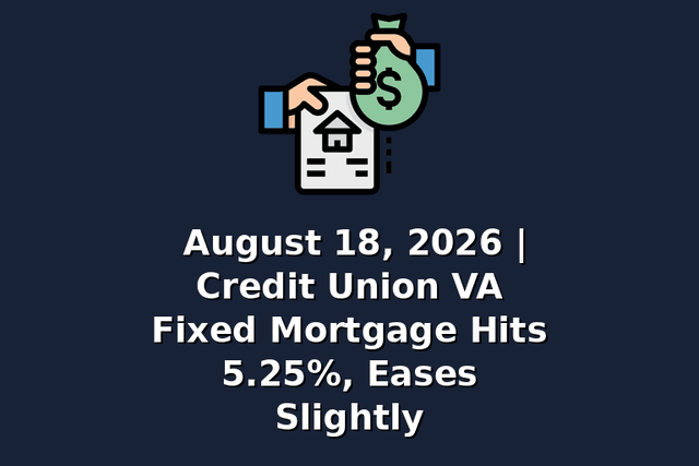 August 18, 2026 | Credit Union VA Fixed Mortgage Hits 5.25%, Eases Slightly
