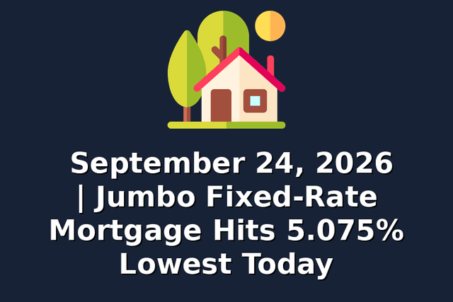 September 24, 2026 | Jumbo Fixed-Rate Mortgage Hits 5.075% Lowest Today