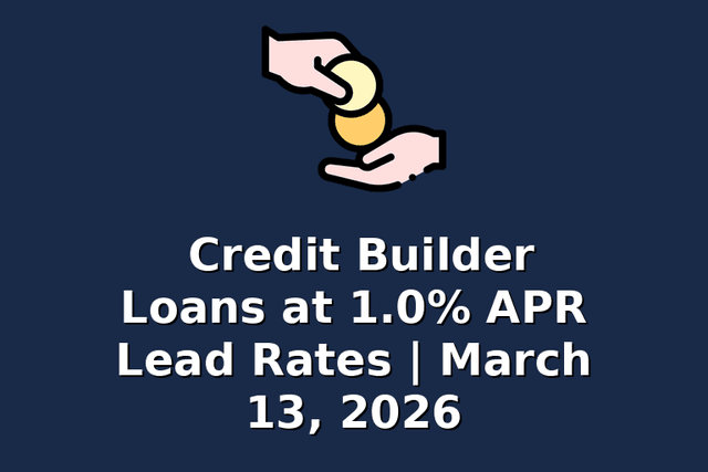 Credit Builder Loans at 1.0% APR Lead Rates | March 13, 2026
