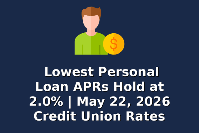 Lowest Personal Loan APRs Hold at 2.0% | May 22, 2026 Credit Union Rates