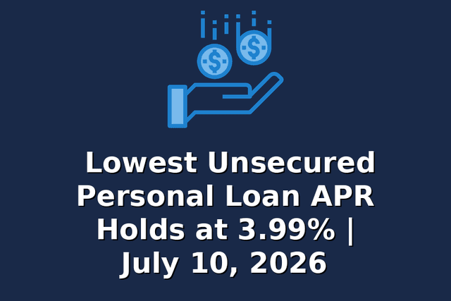Lowest Unsecured Personal Loan APR Holds at 3.99% | July 10, 2026