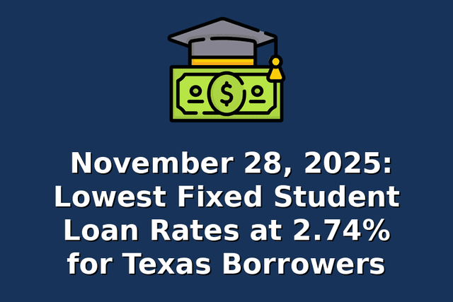 November 28, 2025: Lowest Fixed Student Loan Rates at 2.74% for Texas Borrowers