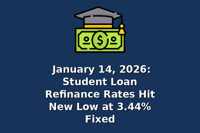 January 14, 2026: Student Loan Refinance Rates Hit New Low at 3.44% Fixed