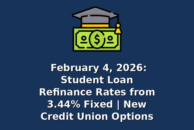 February 4, 2026: Student Loan Refinance Rates from 3.44% Fixed | New Credit Union Options