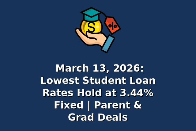 March 13, 2026: Lowest Student Loan Rates Hold at 3.44% Fixed | Parent & Grad Deals