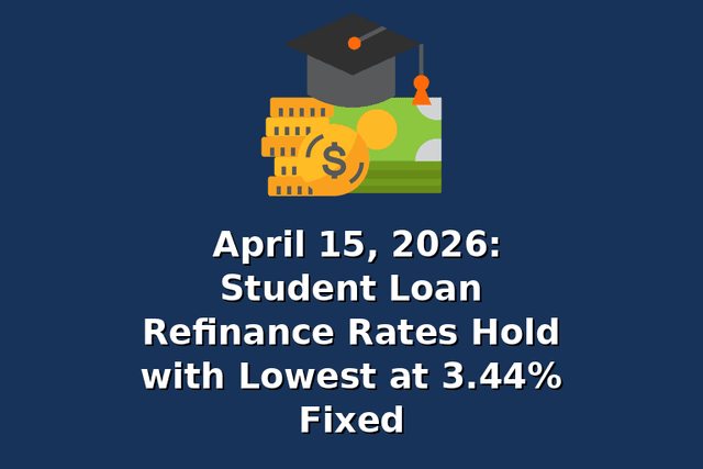April 15, 2026: Student Loan Refinance Rates Hold with Lowest at 3.44% Fixed