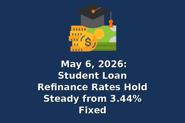 May 6, 2026: Student Loan Refinance Rates Hold Steady from 3.44% Fixed