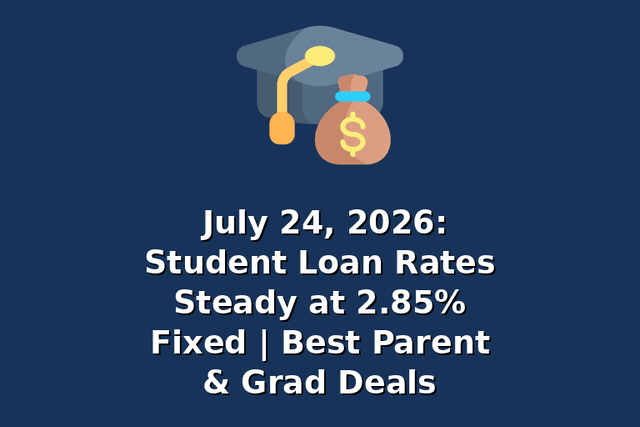 July 24, 2026: Student Loan Rates Steady at 2.85% Fixed | Best Parent & Grad Deals