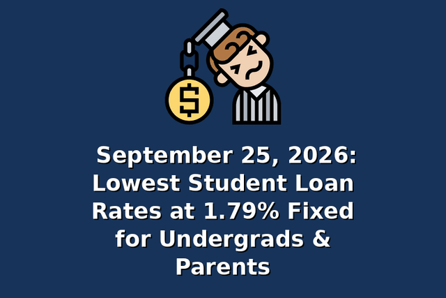 September 25, 2026: Lowest Student Loan Rates at 1.79% Fixed for Undergrads & Parents