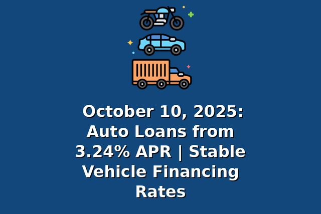 October 10, 2025: Auto Loans from 3.24% APR | Stable Vehicle Financing Rates