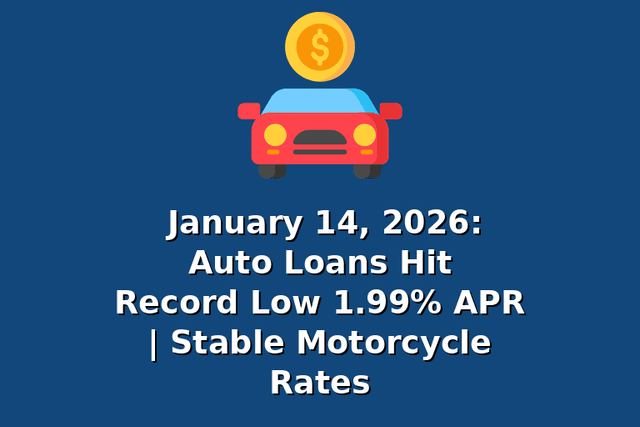 January 14, 2026: Auto Loans Hit Record Low 1.99% APR | Stable Motorcycle Rates
