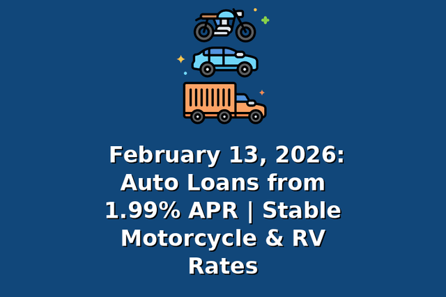 February 13, 2026: Auto Loans from 1.99% APR | Stable Motorcycle & RV Rates