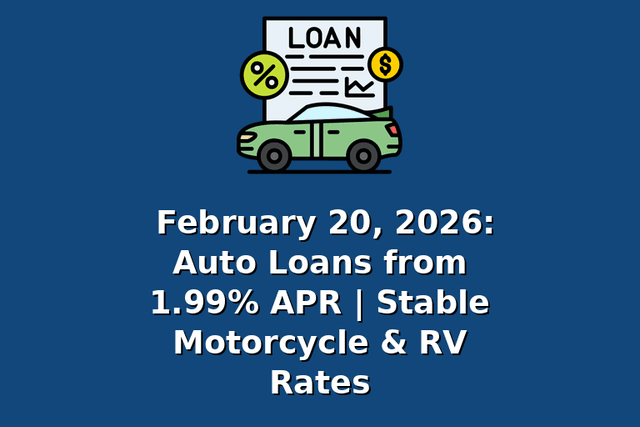 February 20, 2026: Auto Loans from 1.99% APR | Stable Motorcycle & RV Rates