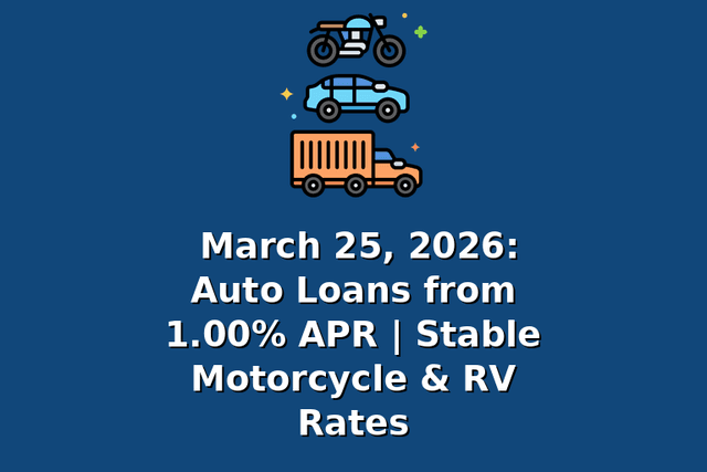 March 25, 2026: Auto Loans from 1.00% APR | Stable Motorcycle & RV Rates