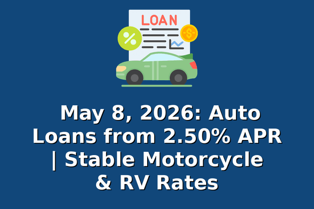 May 8, 2026: Auto Loans from 2.50% APR | Stable Motorcycle & RV Rates