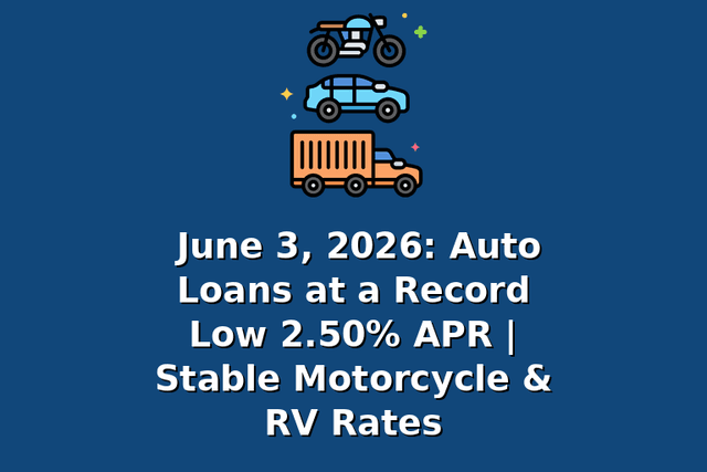 June 3, 2026: Auto Loans at a Record Low 2.50% APR | Stable Motorcycle & RV Rates