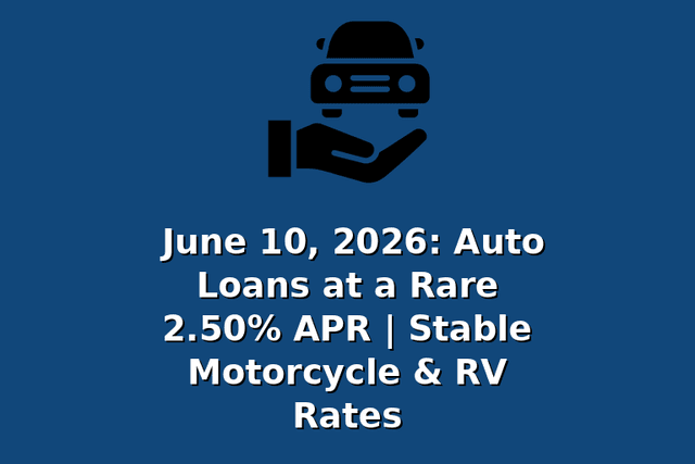 June 10, 2026: Auto Loans at a Rare 2.50% APR | Stable Motorcycle & RV Rates