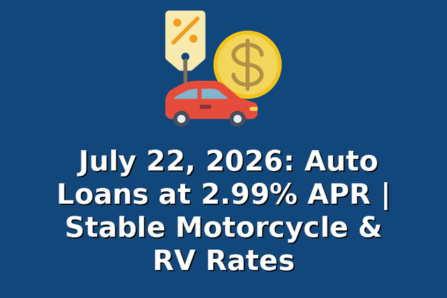 July 22, 2026: Auto Loans at 2.99% APR | Stable Motorcycle & RV Rates